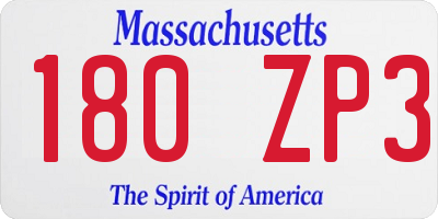 MA license plate 180ZP3