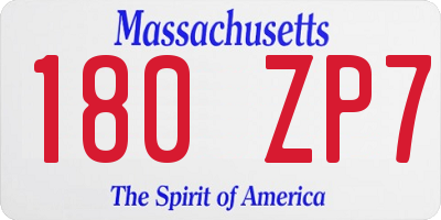 MA license plate 180ZP7