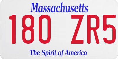 MA license plate 180ZR5