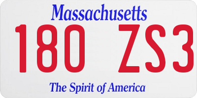 MA license plate 180ZS3