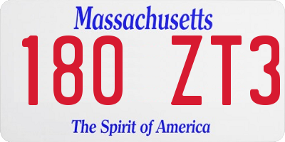 MA license plate 180ZT3