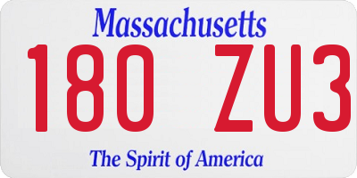 MA license plate 180ZU3