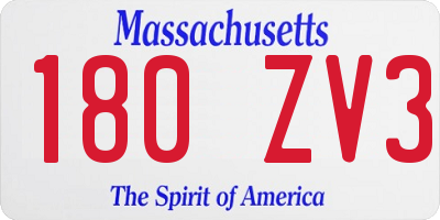 MA license plate 180ZV3