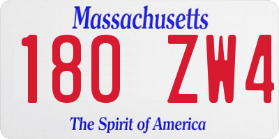MA license plate 180ZW4