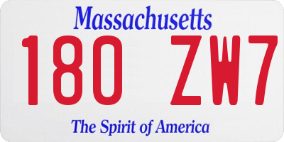 MA license plate 180ZW7