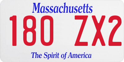 MA license plate 180ZX2