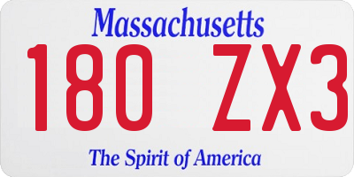 MA license plate 180ZX3