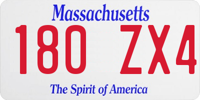 MA license plate 180ZX4