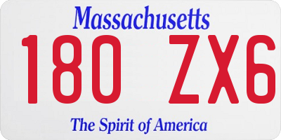 MA license plate 180ZX6
