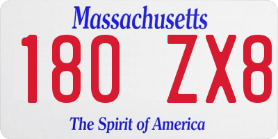 MA license plate 180ZX8