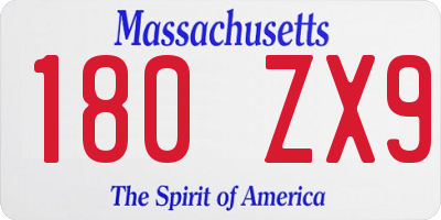 MA license plate 180ZX9