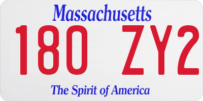 MA license plate 180ZY2
