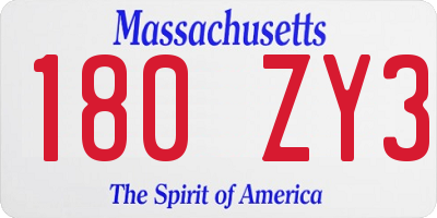 MA license plate 180ZY3