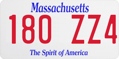 MA license plate 180ZZ4