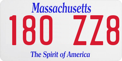 MA license plate 180ZZ8