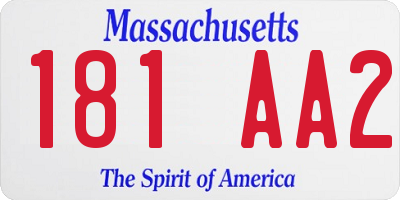 MA license plate 181AA2