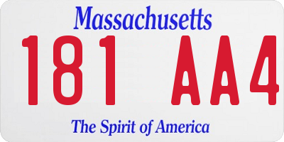 MA license plate 181AA4