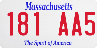 MA license plate 181AA5