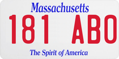MA license plate 181AB0