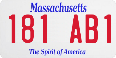 MA license plate 181AB1