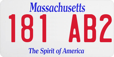 MA license plate 181AB2