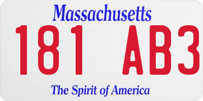 MA license plate 181AB3