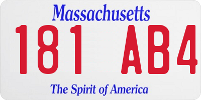 MA license plate 181AB4