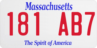 MA license plate 181AB7