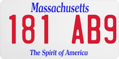 MA license plate 181AB9