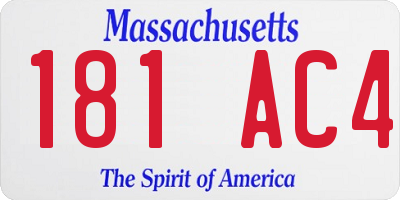 MA license plate 181AC4