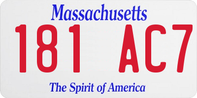 MA license plate 181AC7