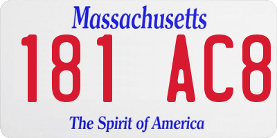MA license plate 181AC8
