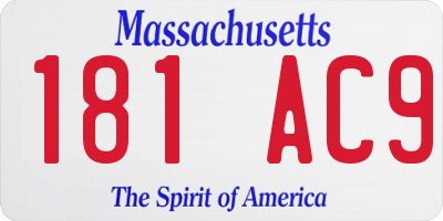 MA license plate 181AC9