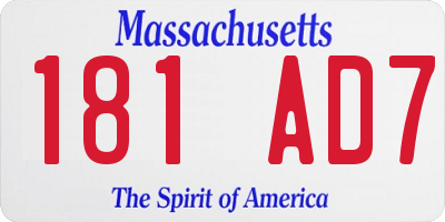 MA license plate 181AD7