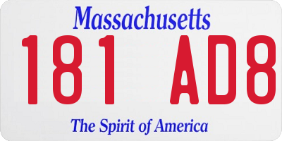 MA license plate 181AD8