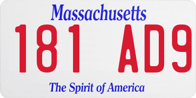 MA license plate 181AD9