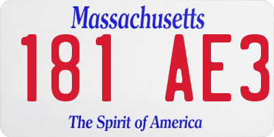 MA license plate 181AE3