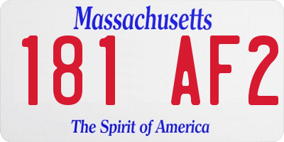 MA license plate 181AF2