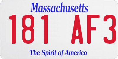 MA license plate 181AF3