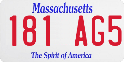 MA license plate 181AG5