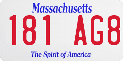 MA license plate 181AG8