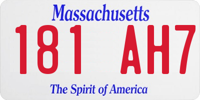 MA license plate 181AH7