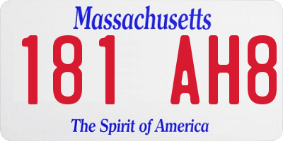 MA license plate 181AH8