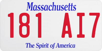MA license plate 181AI7