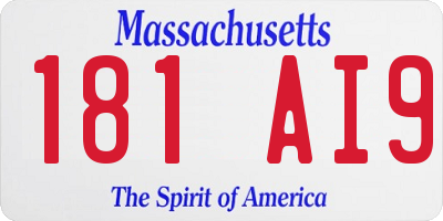 MA license plate 181AI9