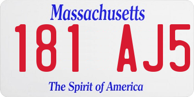 MA license plate 181AJ5