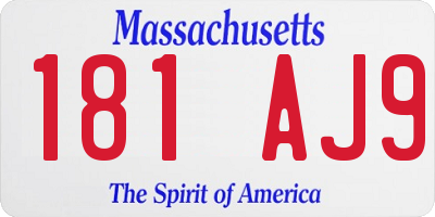 MA license plate 181AJ9