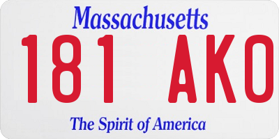 MA license plate 181AK0