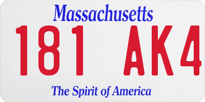 MA license plate 181AK4