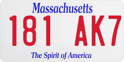 MA license plate 181AK7